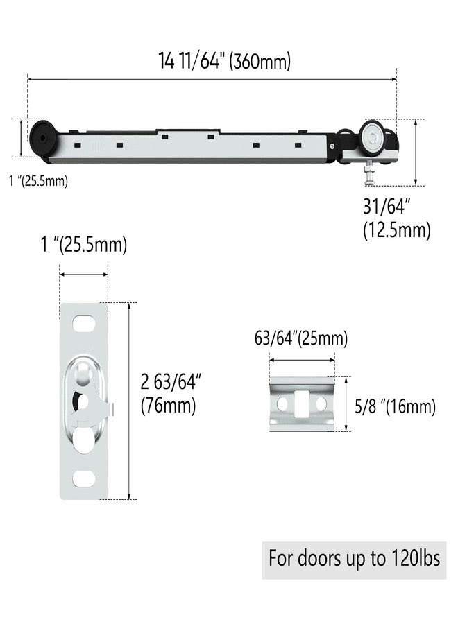 JUBEST Pocket Door Roller with 120LBS Soft Close Mechanism, Two-Way Soft Close, Three-Wheel Pocket Door Hanger, Double Sided Pocket Door Hardware - Image 4